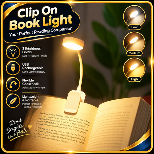 Book light led clip - light, on