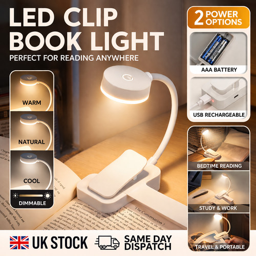 Mini led clip book light - book,