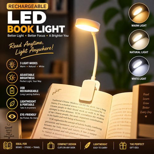 Book light led clip reading - book,