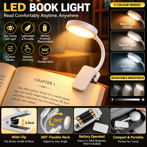 Led book light clip reading - led,